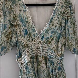 Rococo Sand White and Blue Dress